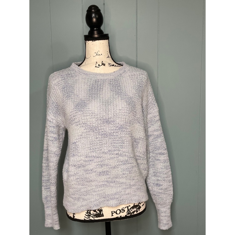 Moral Fiber Sweater Womens Medium Blue White Excellent Marled Crewneck Knit